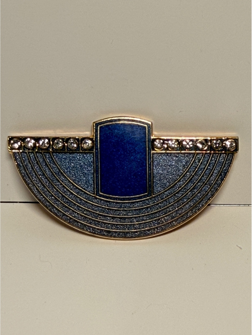 Isle of Skye Blue and Gold Tone Women's Brooch with Rhinestones